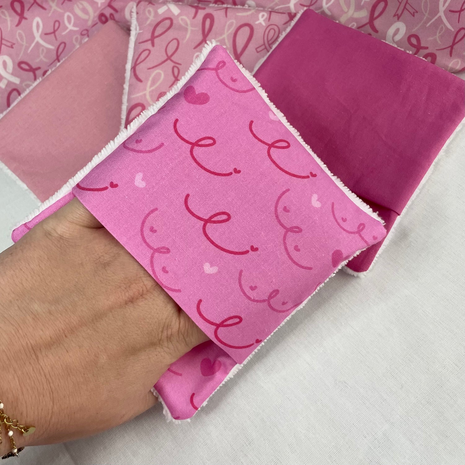 Lingettes démaquillantes réutilisables - Octobre rose